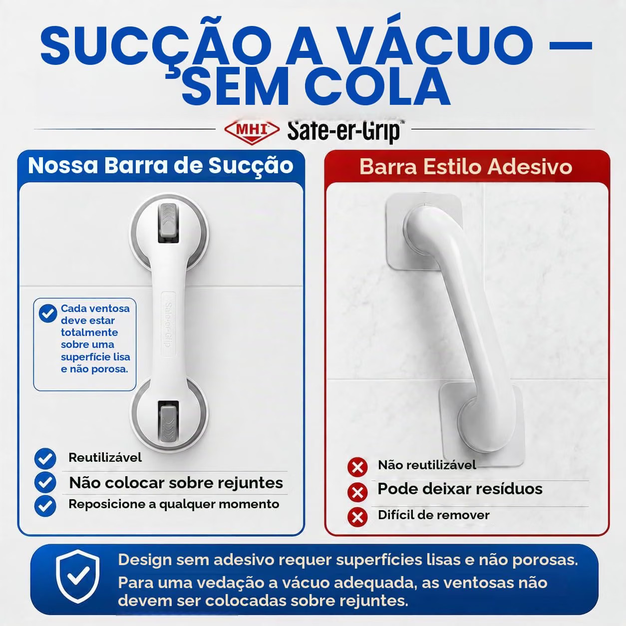 Barra de apoio com ventosa