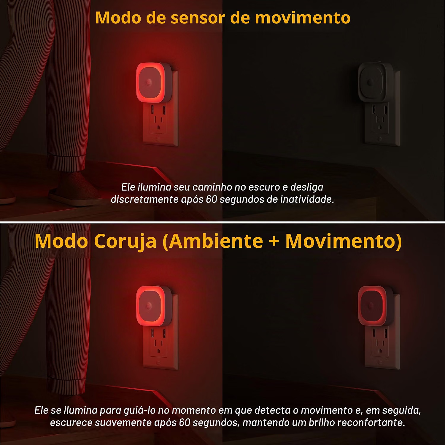 Luz noturna com sensor de movimento
